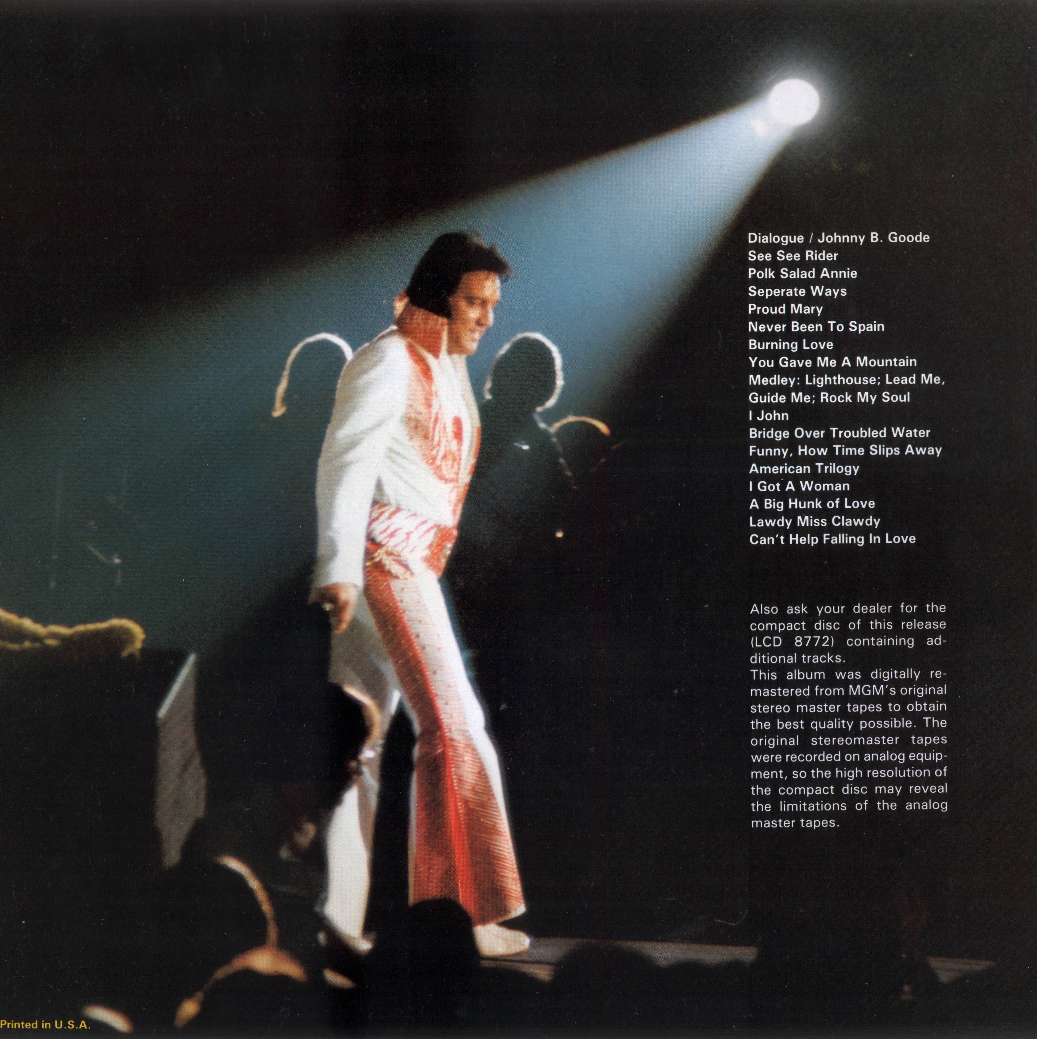 Elvis Presley Standing Room Only : LP Back